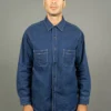 ONI Denim 02105-IDG "Yokonezu" 10oz Grey Weft Denim Work Shirt 2 ONI Denim 02105-IDG "Yokonezu" 10oz Grey Weft Denim Work Shirt