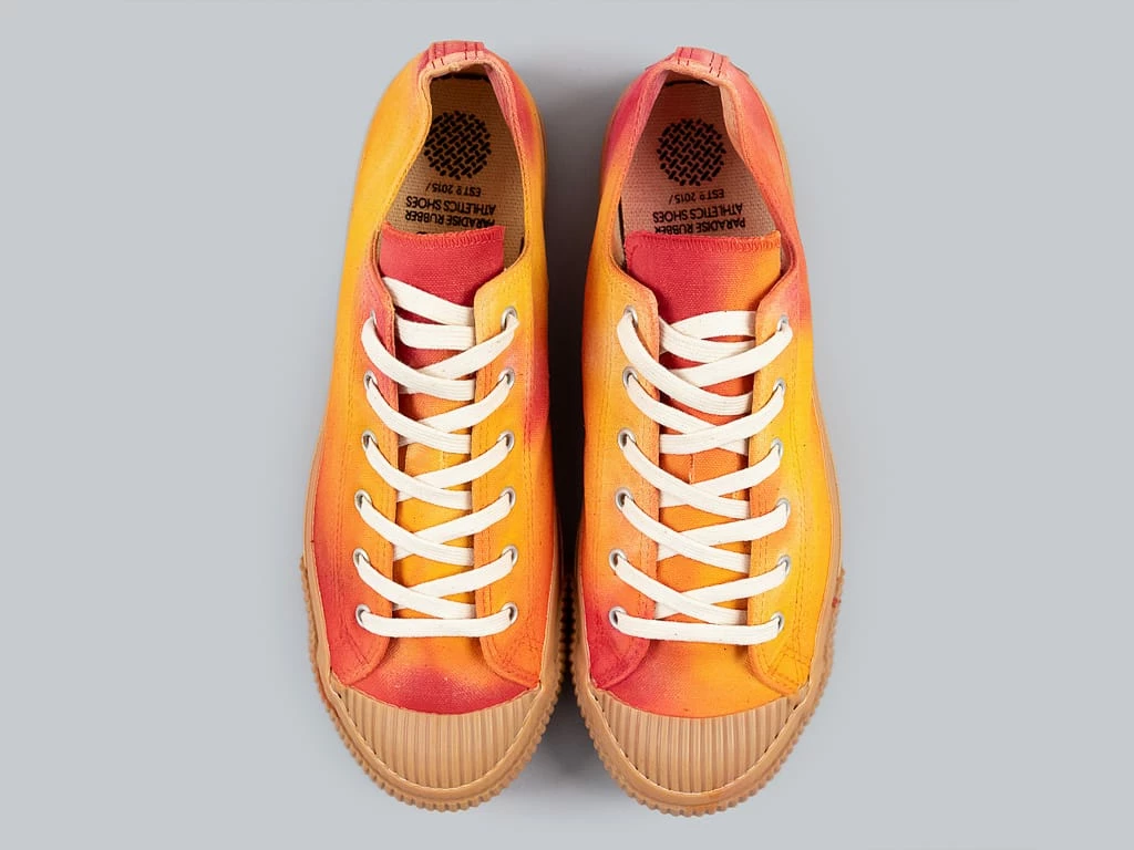 NEW ARRIVALS Pras Shellcap Low "Mura" Uneven Hand Dyed Sneakers Orange/Gum 5 NEW ARRIVALS Pras Shellcap Low "Mura" Uneven Hand Dyed Sneakers Orange/Gum