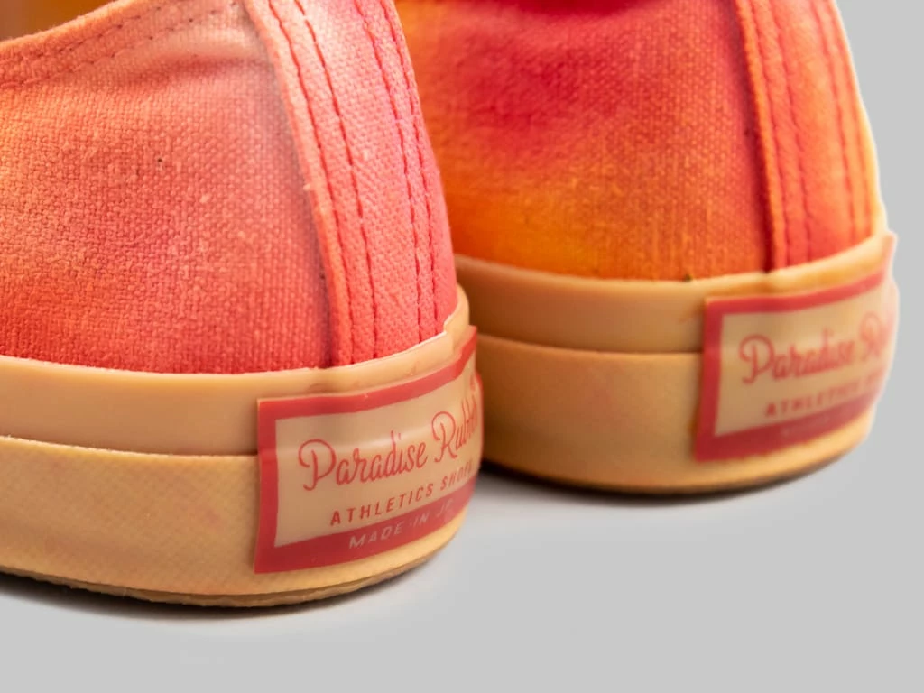 NEW ARRIVALS Pras Shellcap Low "Mura" Uneven Hand Dyed Sneakers Orange/Gum 9 NEW ARRIVALS Pras Shellcap Low "Mura" Uneven Hand Dyed Sneakers Orange/Gum