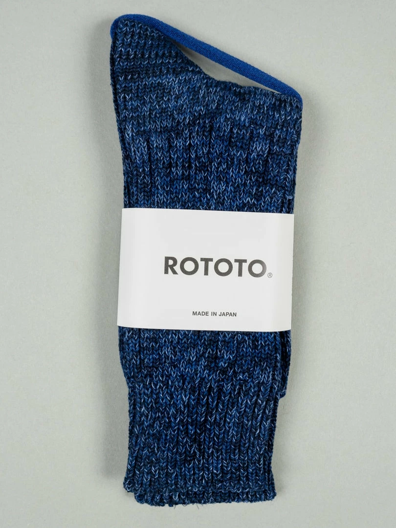 ROTOTO Denim Tone Crew Socks Dark 3 ROTOTO Denim Tone Crew Socks Dark