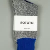 ROTOTO Double Face Crew Socks "Silk & Cotton" Blue/Grey 1 ROTOTO Double Face Crew Socks "Silk & Cotton" Blue/Grey