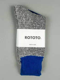 ROTOTO Double Face Crew Socks "Silk & Cotton" Blue/Grey