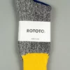 ROTOTO Double Face Crew Socks "Silk & Cotton" Yellow/Charcoal 2 ROTOTO Double Face Crew Socks "Silk & Cotton" Yellow/Charcoal