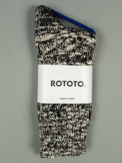 ROTOTO Low Gauge Slub Crew Socks Black