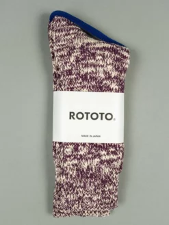 ROTOTO Low Gauge Slub Crew Socks Burgundy