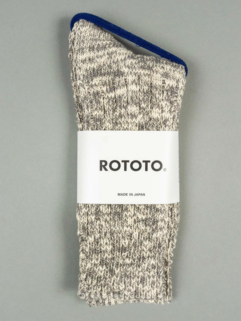 ROTOTO Low Gauge Slub Crew Socks Grey 3 ROTOTO Low Gauge Slub Crew Socks Grey