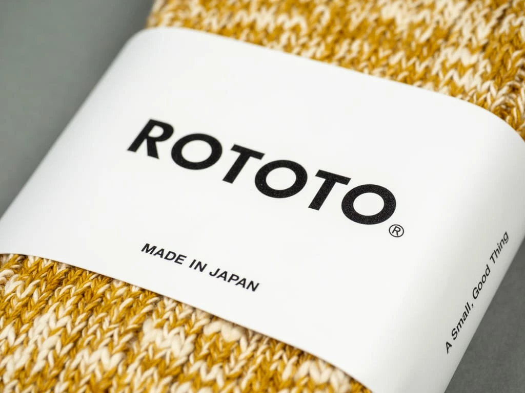 ROTOTO Low Gauge Slub Crew Socks Mustard 6 ROTOTO Low Gauge Slub Crew Socks Mustard