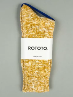 ROTOTO Low Gauge Slub Crew Socks Mustard
