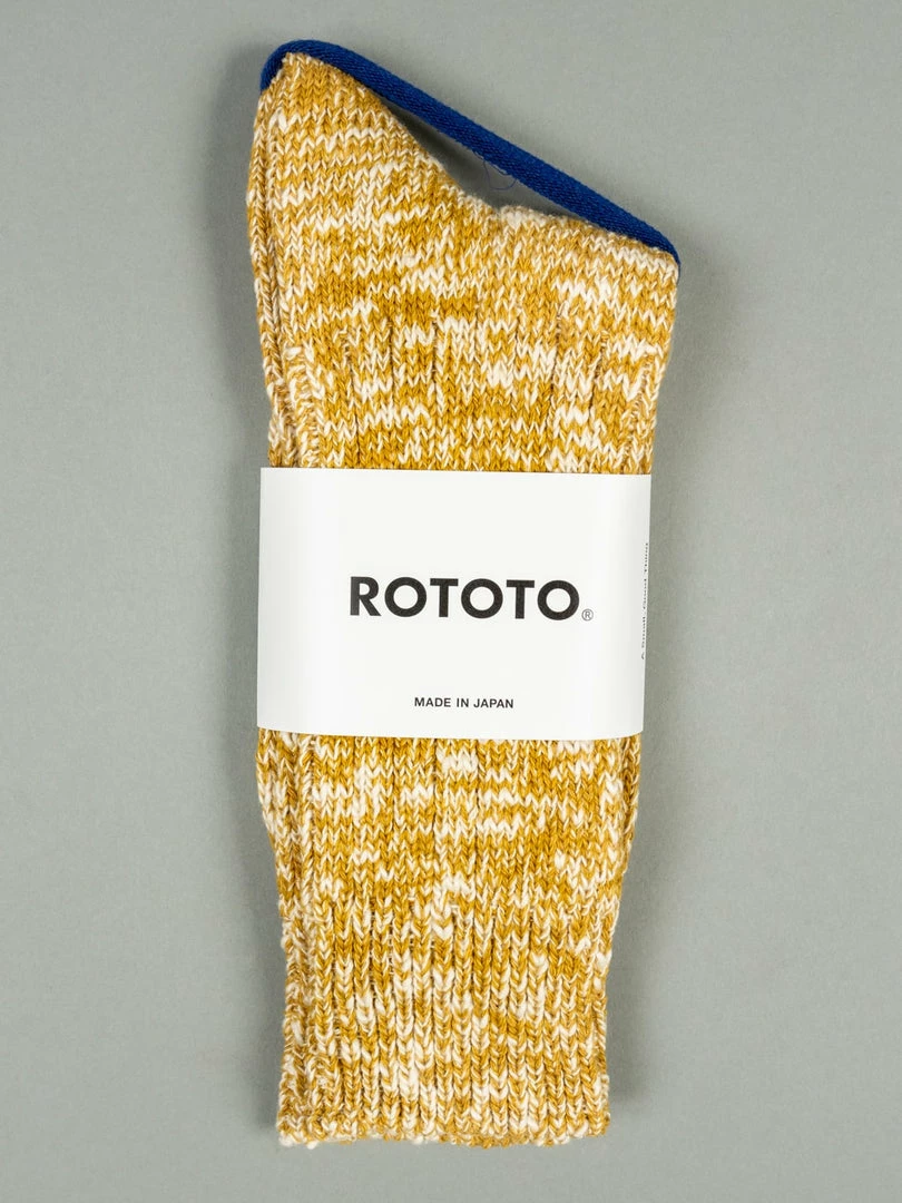 ROTOTO Low Gauge Slub Crew Socks Mustard 3 ROTOTO Low Gauge Slub Crew Socks Mustard