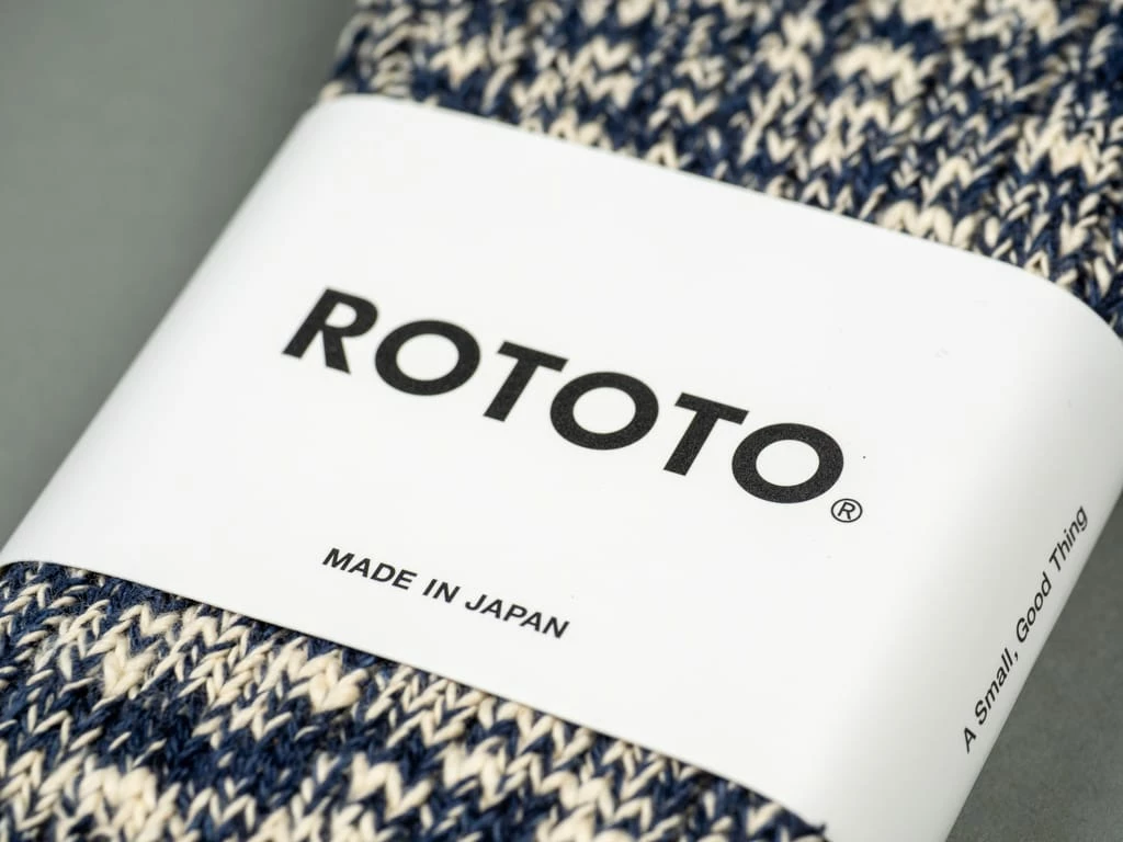 ROTOTO Low Gauge Slub Crew Socks Navy 6 ROTOTO Low Gauge Slub Crew Socks Navy