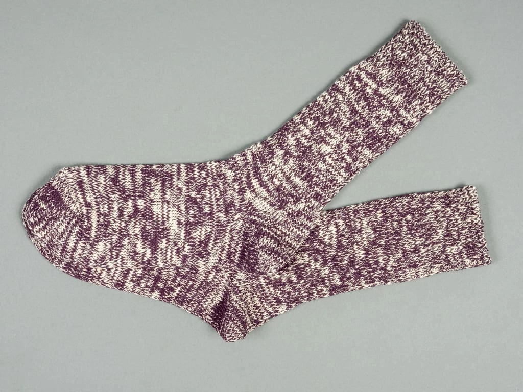 ROTOTO Low Gauge Slub Crew Socks Burgundy 5 ROTOTO Low Gauge Slub Crew Socks Burgundy