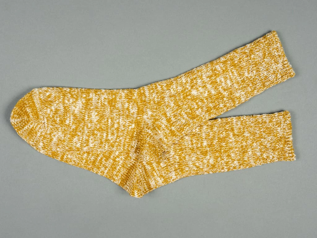ROTOTO Low Gauge Slub Crew Socks Mustard 5 ROTOTO Low Gauge Slub Crew Socks Mustard