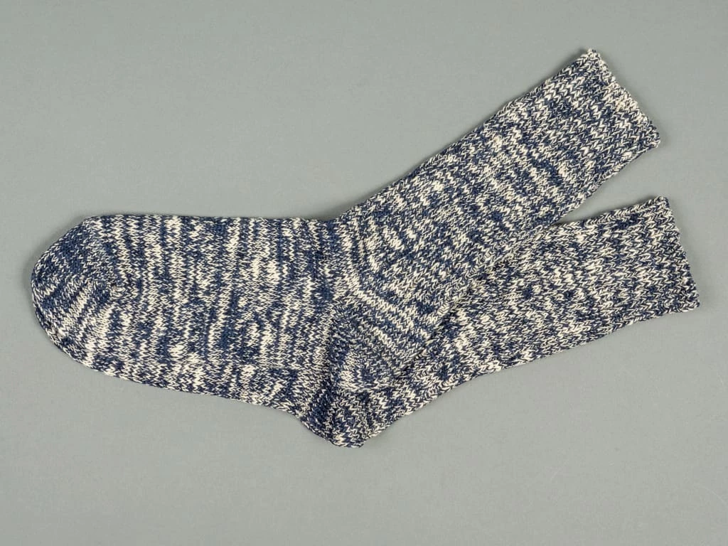 ROTOTO Low Gauge Slub Crew Socks Navy 5 ROTOTO Low Gauge Slub Crew Socks Navy