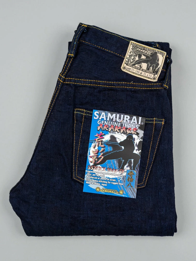 Samurai Jeans S520XX18oz-SB "Arakage" Indigo X Black 18oz Regular Tapered Jeans 12 Samurai Jeans S520XX18oz-SB "Arakage" Indigo X Black 18oz Regular Tapered Jeans