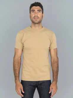 NEW ARRIVALS Samurai Jeans SJST22-RIM Loopwheel Ripened Cotton Solid Tee Beige