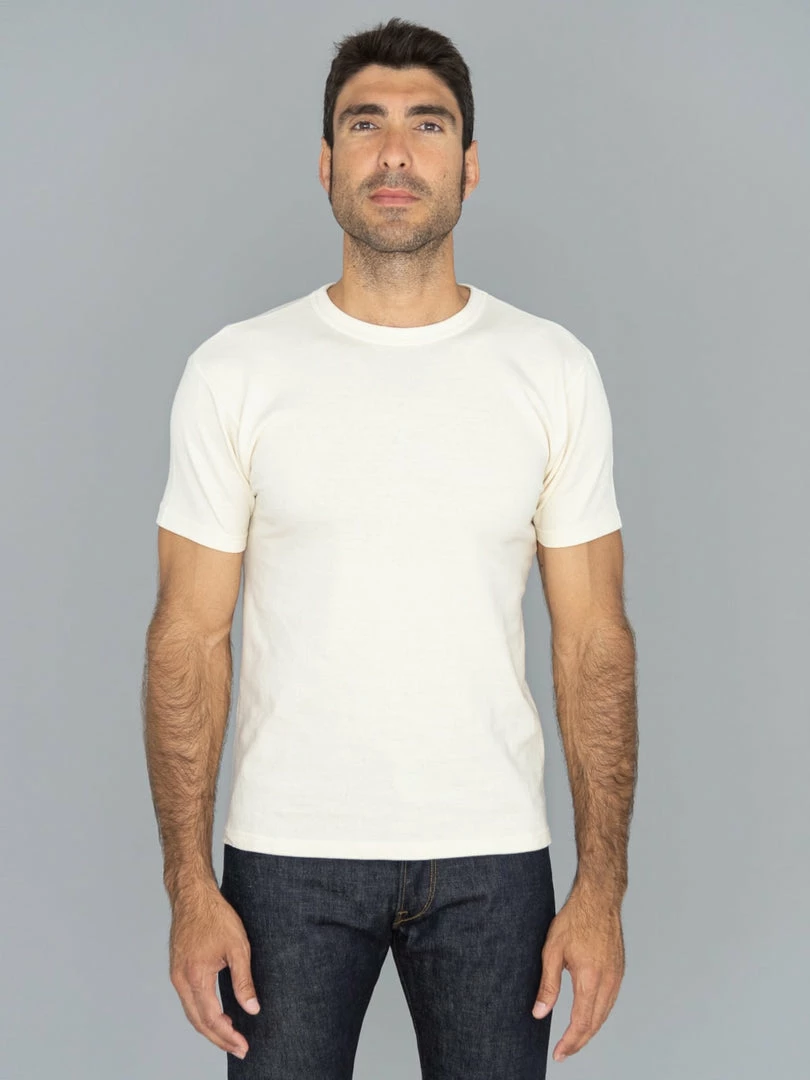 NEW ARRIVALS Samurai Jeans SJST22-RIM Loopwheel Ripened Cotton Solid Tee Ivory 3 NEW ARRIVALS Samurai Jeans SJST22-RIM Loopwheel Ripened Cotton Solid Tee Ivory