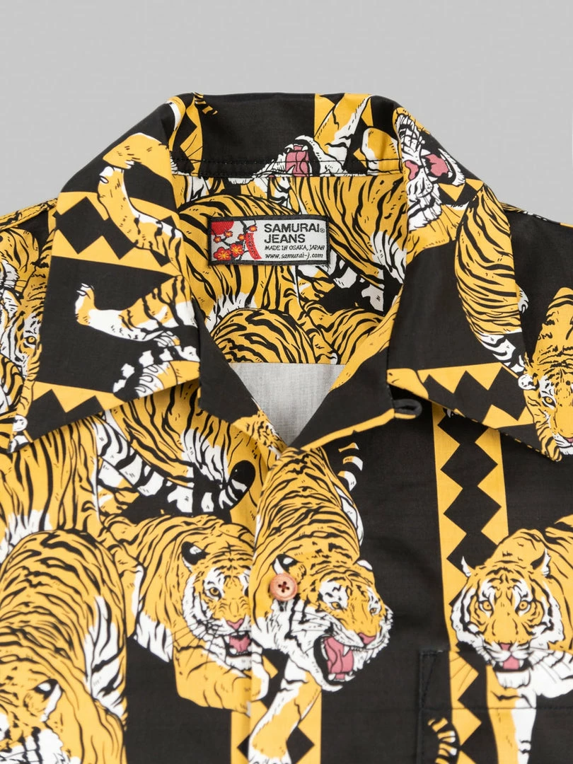 NEW ARRIVALS Samurai Jeans SSA22-HT One Hundred Tiger Shirt Black 12 NEW ARRIVALS Samurai Jeans SSA22-HT One Hundred Tiger Shirt Black