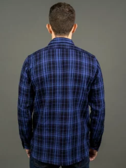 Samurai Jeans SIN21-01-OVS Rope Dyed Indigo Heavy Flannel Shirt Purple