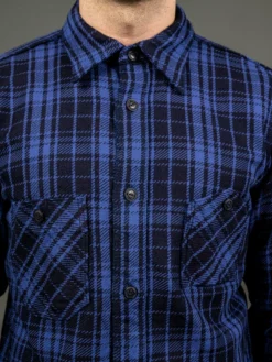 Samurai Jeans SIN21-01-OVS Rope Dyed Indigo Heavy Flannel Shirt Purple