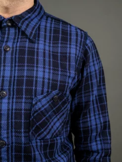 Samurai Jeans SIN21-01-OVS Rope Dyed Indigo Heavy Flannel Shirt Purple