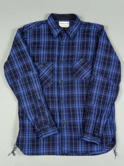 Samurai Jeans SIN21-01-OVS Rope Dyed Indigo Heavy Flannel Shirt Purple