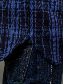 Samurai Jeans SIN21-01-OVS Rope Dyed Indigo Heavy Flannel Shirt Purple