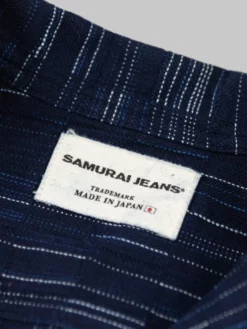 NEW ARRIVALS Samurai Jeans SOS22-S03 Natural Indigo Ichimatsu Shirt Shima 36 NEW ARRIVALS Samurai Jeans SOS22-S03 Natural Indigo Ichimatsu Shirt Shima