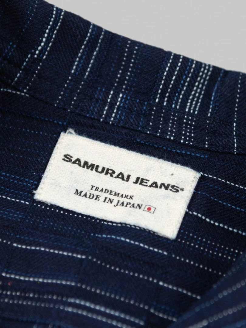 NEW ARRIVALS Samurai Jeans SOS22-S03 Natural Indigo Ichimatsu Shirt Shima 16 NEW ARRIVALS Samurai Jeans SOS22-S03 Natural Indigo Ichimatsu Shirt Shima