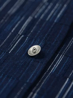 NEW ARRIVALS Samurai Jeans SOS22-S03 Natural Indigo Ichimatsu Shirt Shima 37 NEW ARRIVALS Samurai Jeans SOS22-S03 Natural Indigo Ichimatsu Shirt Shima