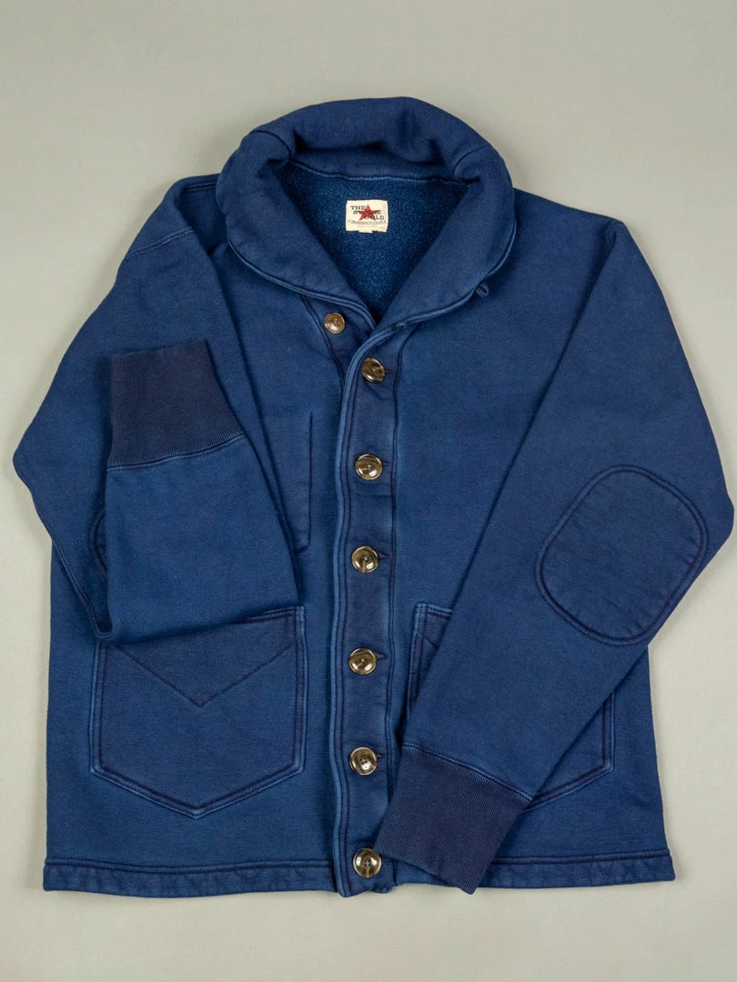 The Strike Gold Indigo Loopwheeled Shawl Collar Cardigan 11 The Strike Gold Indigo Loopwheeled Shawl Collar Cardigan