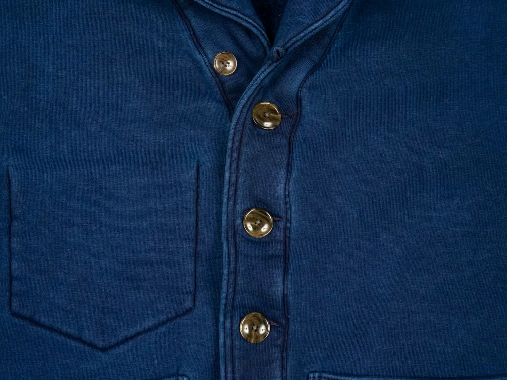 The Strike Gold Indigo Loopwheeled Shawl Collar Cardigan 13 The Strike Gold Indigo Loopwheeled Shawl Collar Cardigan
