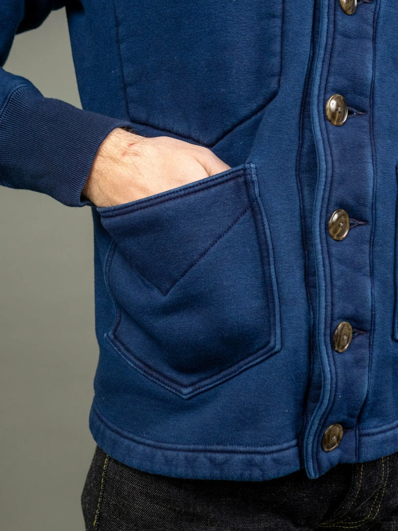 The Strike Gold Indigo Loopwheeled Shawl Collar Cardigan 9 The Strike Gold Indigo Loopwheeled Shawl Collar Cardigan