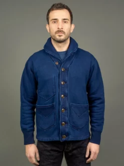 The Strike Gold Indigo Loopwheeled Shawl Collar Cardigan