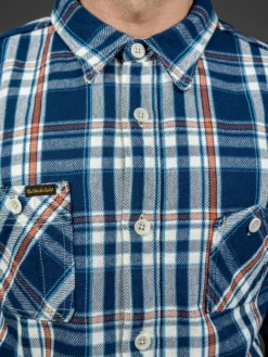 The Strike Gold Check Work Flannel Shirt Navy 37 The Strike Gold Check Work Flannel Shirt Navy