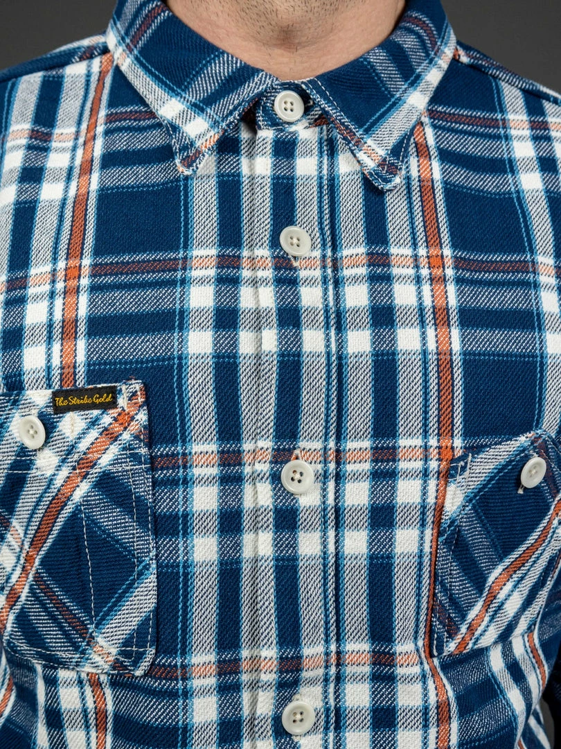 The Strike Gold Check Work Flannel Shirt Navy 9 The Strike Gold Check Work Flannel Shirt Navy