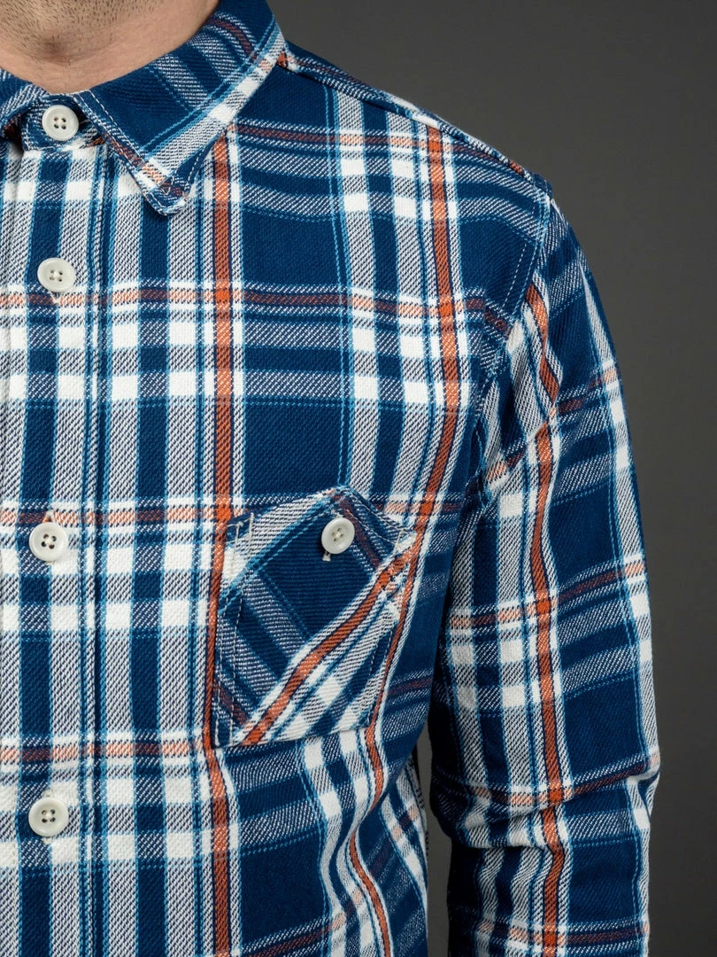 The Strike Gold Check Work Flannel Shirt Navy 6 The Strike Gold Check Work Flannel Shirt Navy