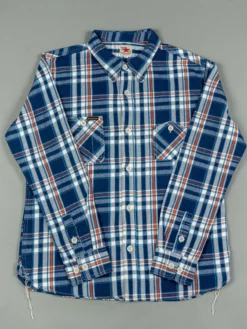 The Strike Gold Check Work Flannel Shirt Navy 38 The Strike Gold Check Work Flannel Shirt Navy