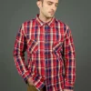 The Strike Gold Check Work Flannel Shirt Red