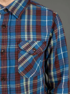 UES Heavy Flannel Shirt Dark Blue Check