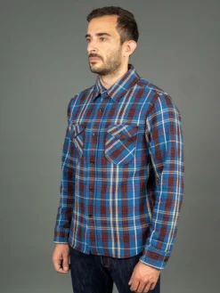 UES Heavy Flannel Shirt Dark Blue Check