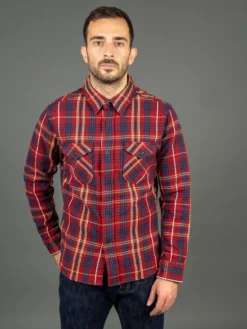 UES Heavy Flannel Shirt Dark Red Check