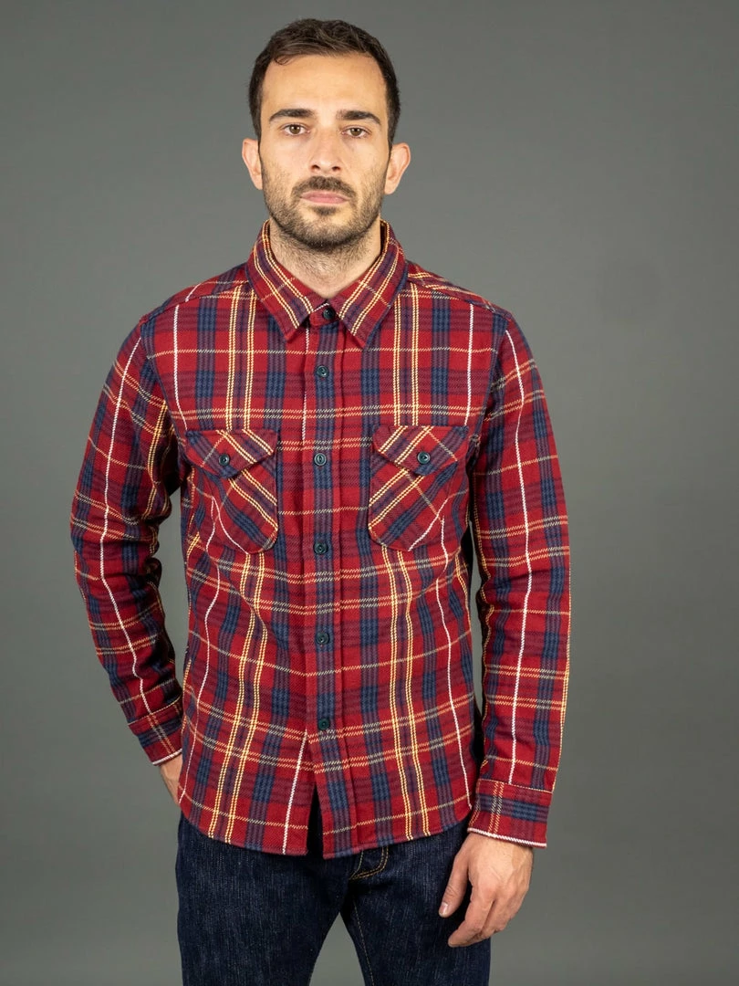 UES Heavy Flannel Shirt Dark Red Check 3 UES Heavy Flannel Shirt Dark Red Check