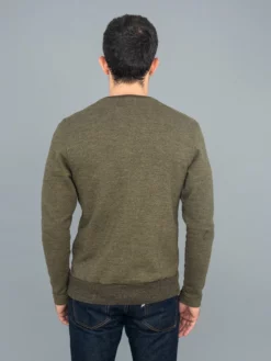 NEW ARRIVALS Loop & Weft Heather Slub Pile Back Hem Ribbed Cardigan Army Olive