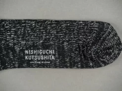 Nishiguchi Kutsushita Hemp Cotton Ribbed Socks Black