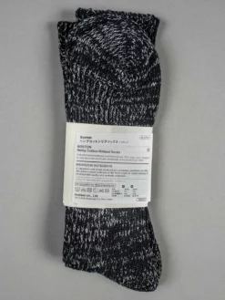 Nishiguchi Kutsushita Hemp Cotton Ribbed Socks Black