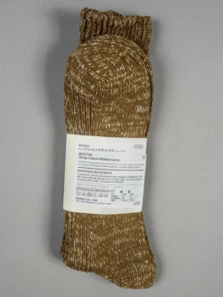 Nishiguchi Kutsushita Hemp Cotton Ribbed Socks Khaki