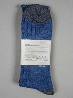 Nishiguchi Kutsushita Recycled Cotton Ribbed Socks Denim