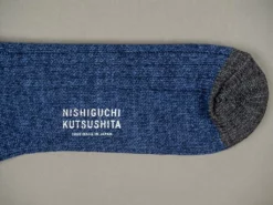 Nishiguchi Kutsushita Recycled Cotton Ribbed Socks Denim