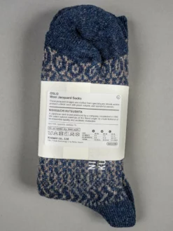 Nishiguchi Kutsushita Wool Jacquard Socks Navy