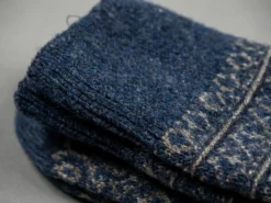 Nishiguchi Kutsushita Wool Jacquard Socks Navy